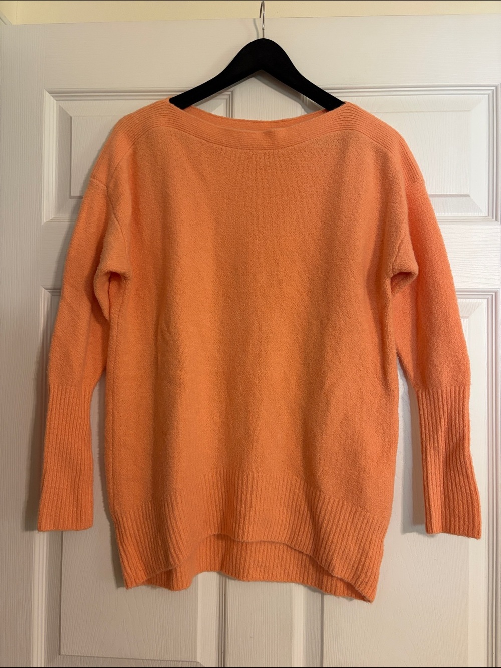 By Anthropologie Naomi Peach Merino Wool Blend Boatneck Sweater Size S